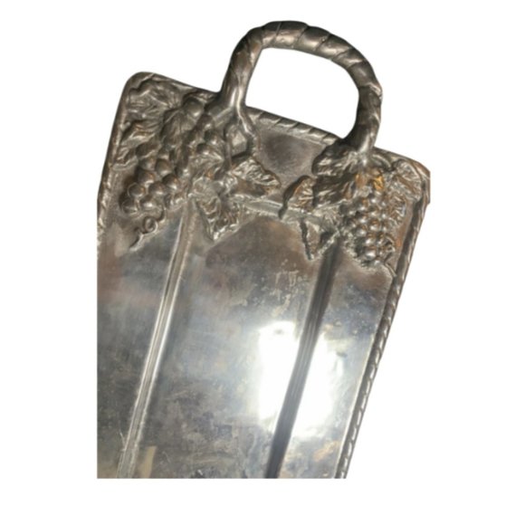 Stainless Steel tray from Mexico w/grapes and leaves 21x7 - Picture 2 of 3